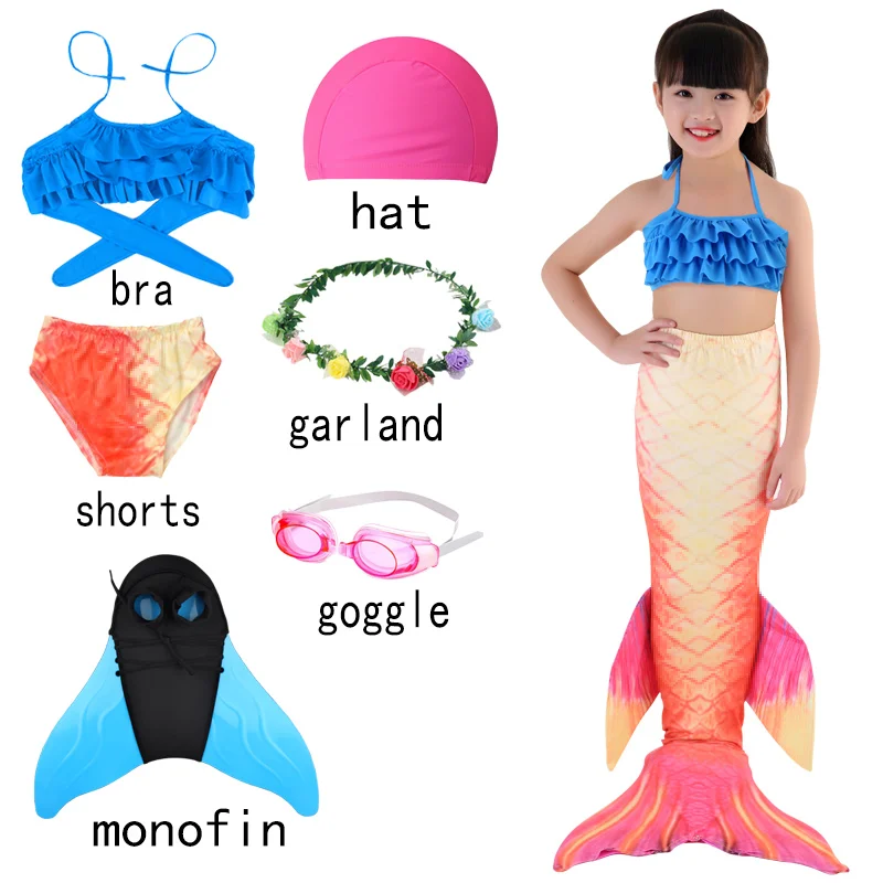 Детский купальный костюм с хвостом Русалочки карнавальный Купальник для девочек