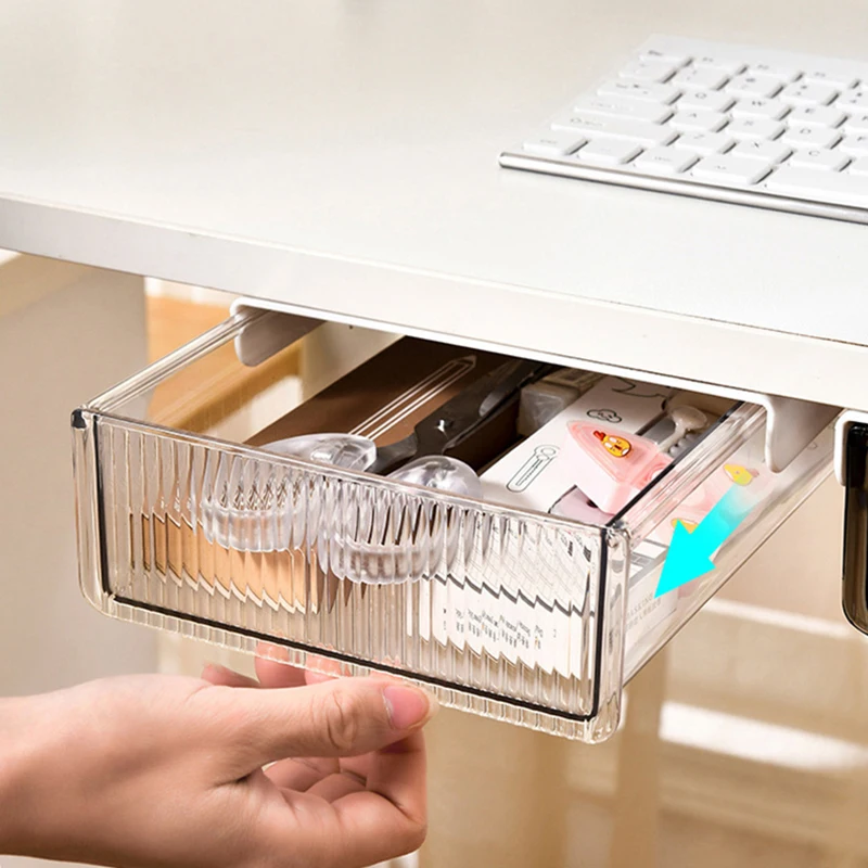 

New Desk Hidden Drawer Type Paste Storage Box Desktop Office Supplies Organize Box Dormitory Desk Student Supplies Storage Box
