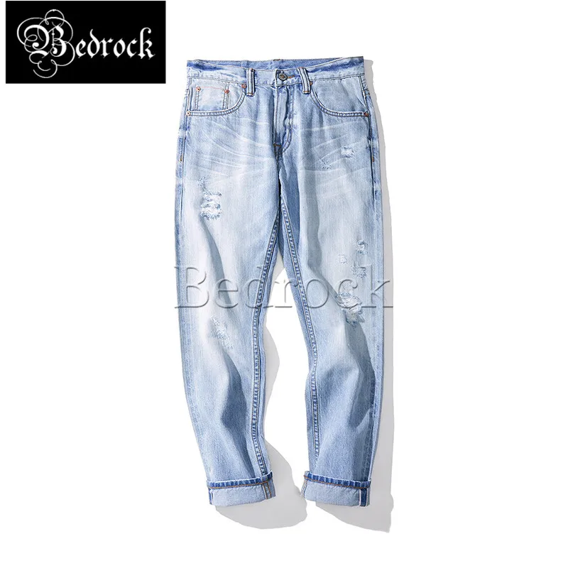 

Mbbcar 11oz rope dyed indigo redline denim retro jeans cropped Pencil Pants summer thin cotton breathable sweat 7130