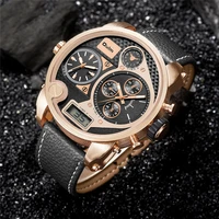 oulm genuine mens sports watch wholesale large dual display multi function led dual display mens watch