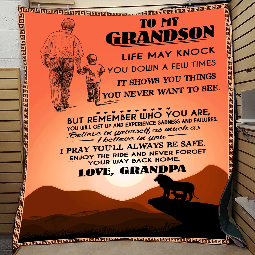 Мягкое стеганое одеяло с принтом My Grandson всесезонное для кровати мягкое теплое
