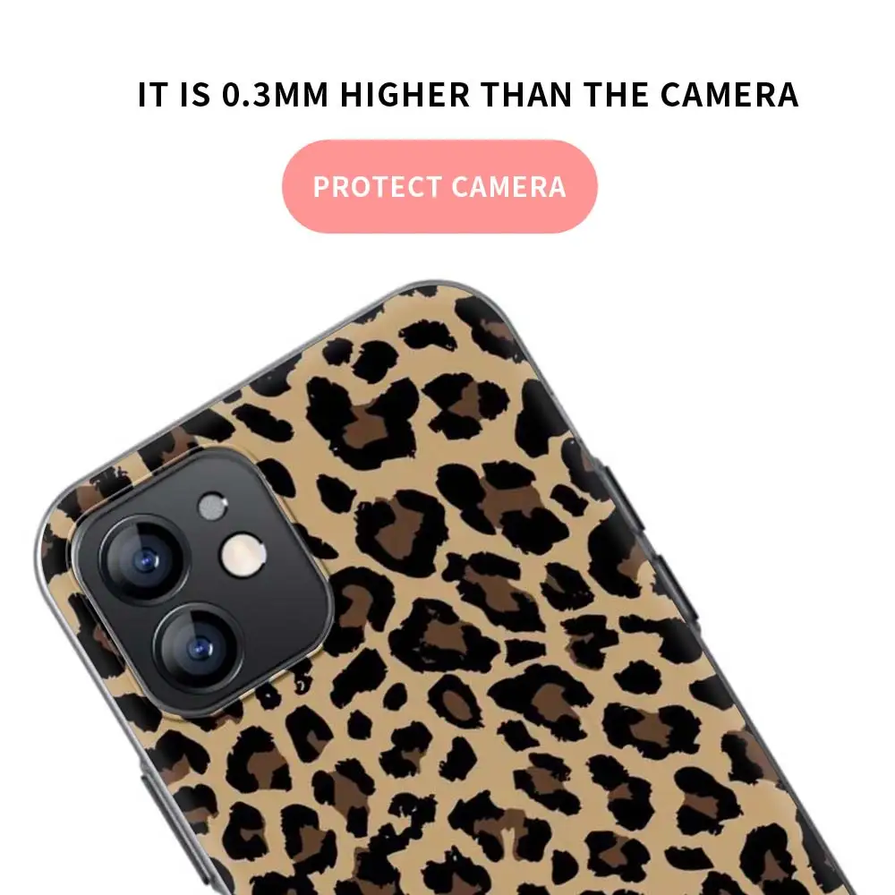 

Tiger Leopard Print Soft Case for iPhone 12 Pro 11 12 Mini 11 Pro MAX 7 8 SE XR X XS MAX 6 6s 7 8 Plus Black Phone Cover Shell