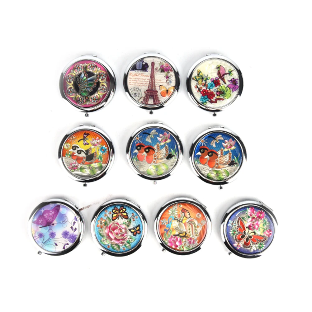 1PC Mini Crystal Fold Mirror for Women Girls Cosmetic Makeup Supplies Portable Pocket Mirrors with double faced Random | Красота и