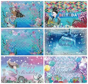 Laeacco день рождения Фото фоны морской Коралл замок пузырьки Русалка Baby Shower фотографии фоны Фотофон Фотостудия