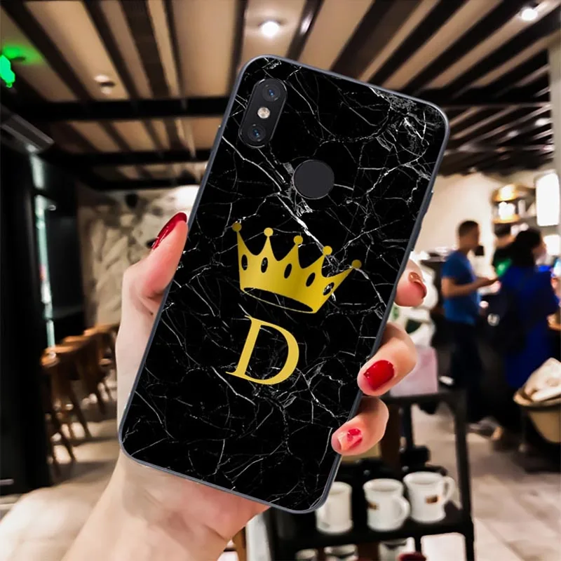 LVTLV DIY инициалы имя письмо монограмма черный мрамор Корона чехол для телефона huawei