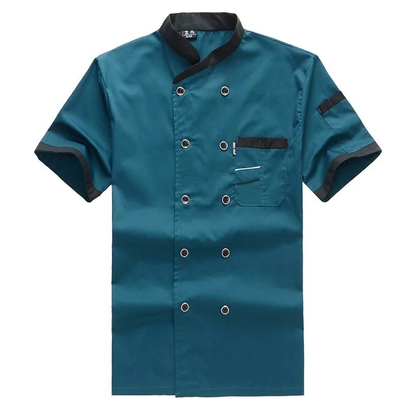 Short Sleeve Куртка шеф-повара короткий/длинный рукав рубашка повара бариста ресторан отель Рабочая форма пекарь одежда для официанта - Цвет: Short Sleeve