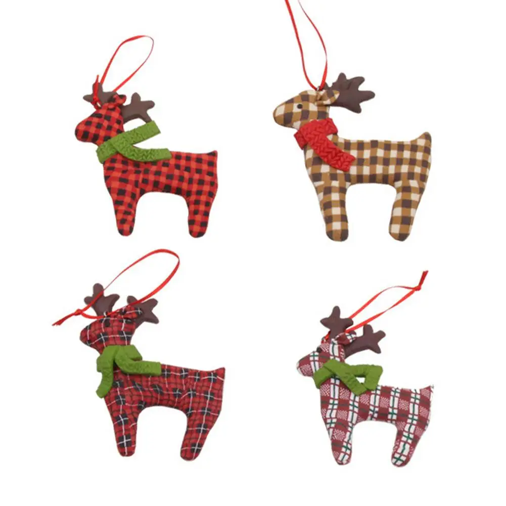 

4pcs PVC Cute Elk Pendants Home Decor DIY Deer Christmas Tree Pendants Christmas Kids Gift Colorful Fawn Ornament Xmas Party