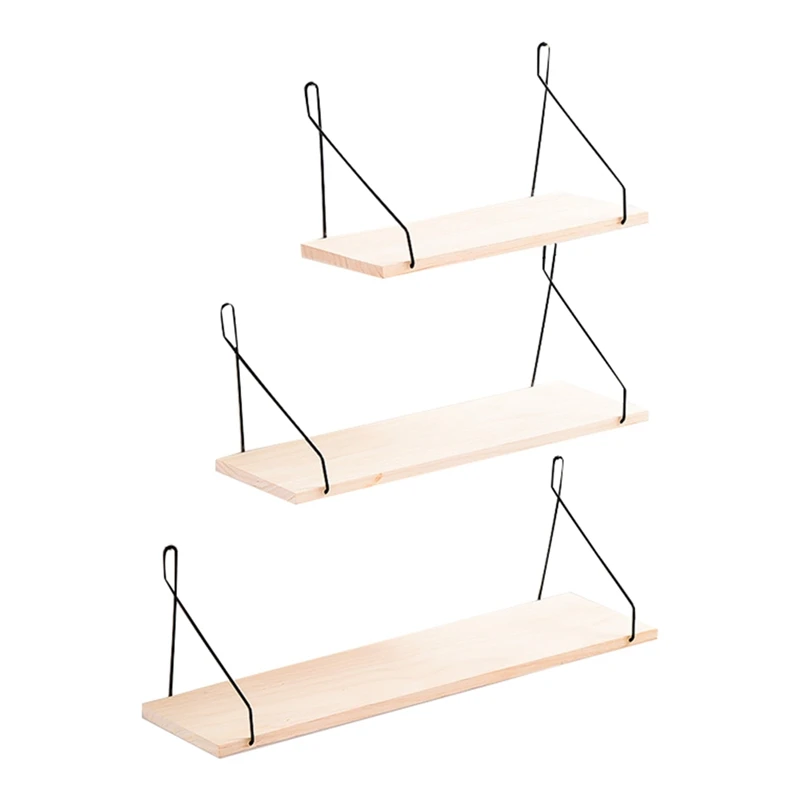 

3Pcs One-Word Partition Wall Decoration Shelf Free Perforated Solid Wood Shelf Storage Rack Finishing Rack Wall Hanging