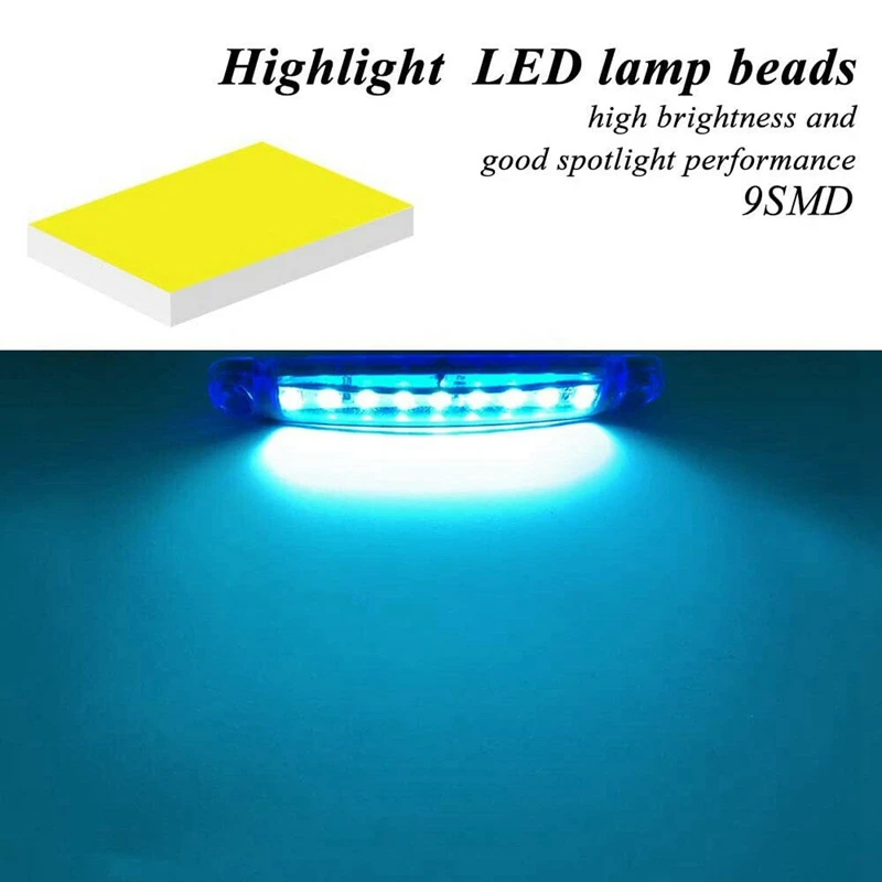 

DHBH-20Pcs Durable Green 9-LED Truck Trailer Lorry Sealed Side Marker Clearance Light Low Led Trailer Light Rear Side Lamp