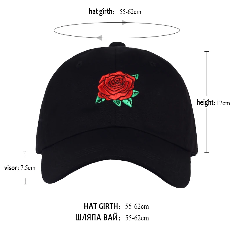 

VORON 2017 New Hot Fashion Roses Men Women Baseball Caps Spring Summer Sun Hats for Women Solid Snapback Cap Wholesale Dad Hat