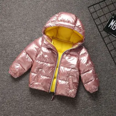 pink Пальто для маленьких мальчиков и девочек зимняя куртка детское пуховое хлопковое пальто водонепроницаемый Зимний комбинезон, розовая, Золотая, серебряная Куртка парка с капюшоном пуховые пальто - Цвет: pink