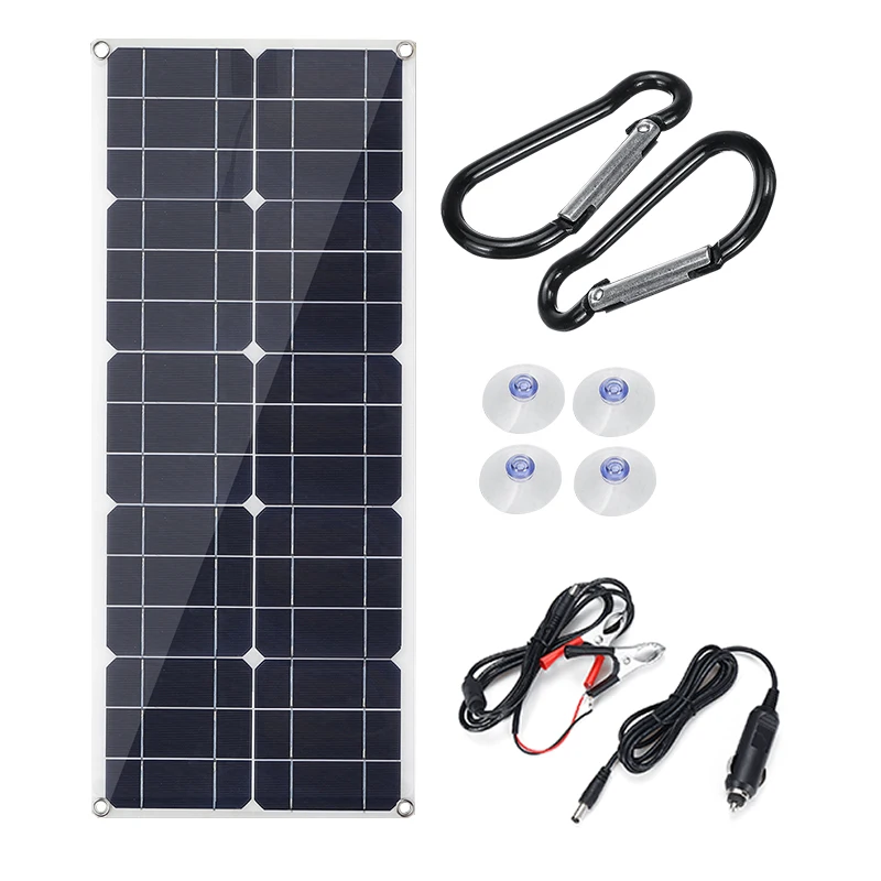 Murah Solar Panel 30W 12V 5V Solar Panel Solar Charger Baterai 10A Controller Monocrystalline Buaya Klip Usb Mobil Outdoor Lead Baterai Asam