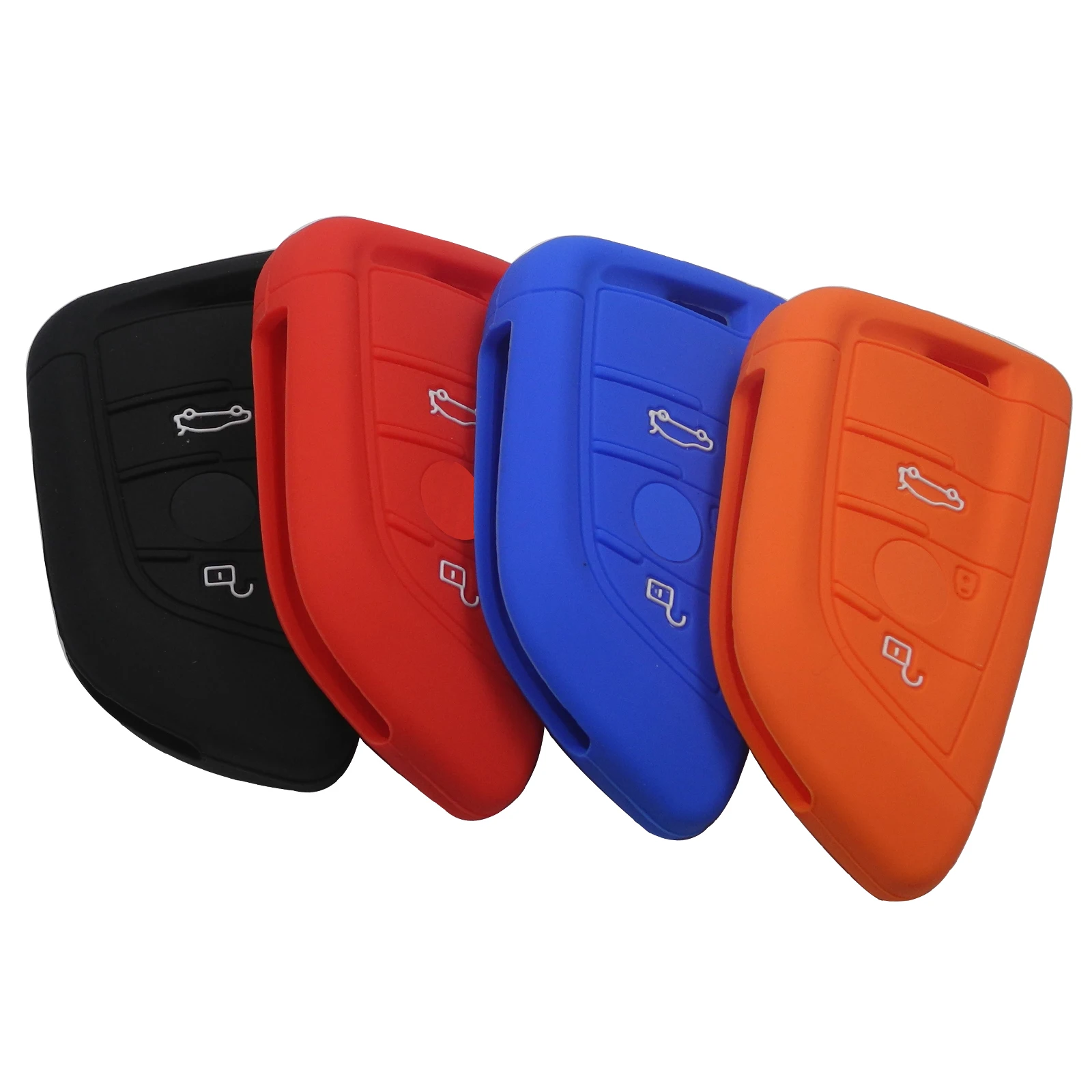 

jingyuqin 10pcs For BMW X1 X5 F15 X6 F16 1 2 5 7 Series 2016 2017 2018 G30 G11 F48 F39 Fiber 3BT Silicone Car Key Case Cover Fob