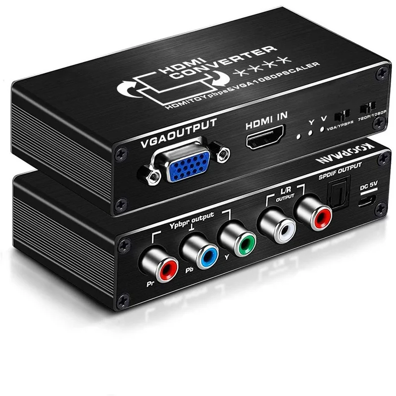 

HDMI-compatible To RGB VGA 5RCA Component Ypbpr Converter Scaler HDMI-compatible In To Ypbpr Out for PS4 Apple TV DVD