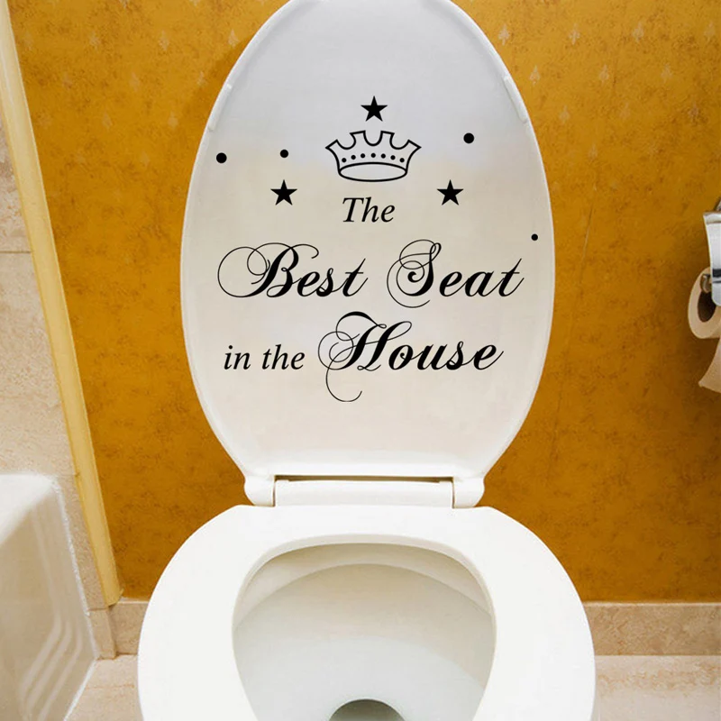 

Vinyl art Decals Funny waterproof wall sticker Best Seat in the House characters Crown Toilet Decal room Home Decoration HY855