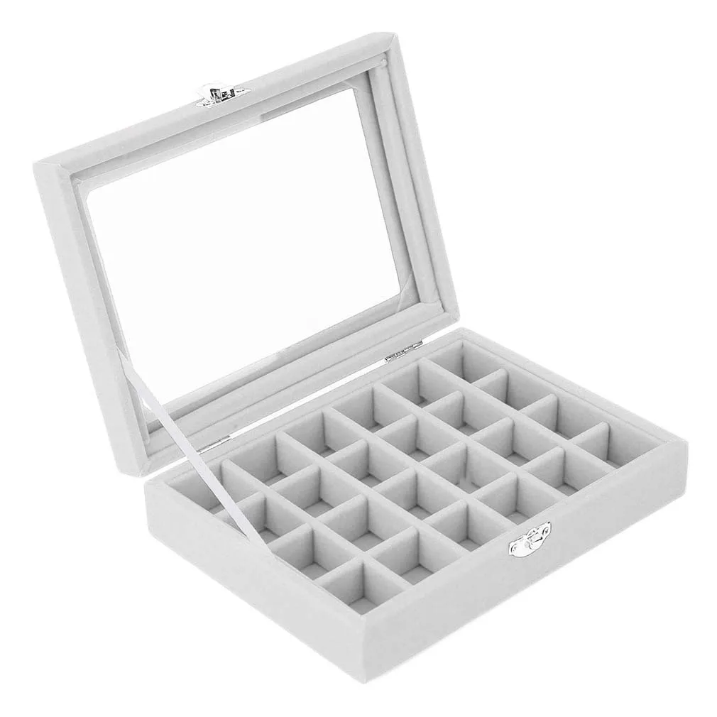 24 слота бархатный Настольный держатель для ювелирных изделий коробка хранения