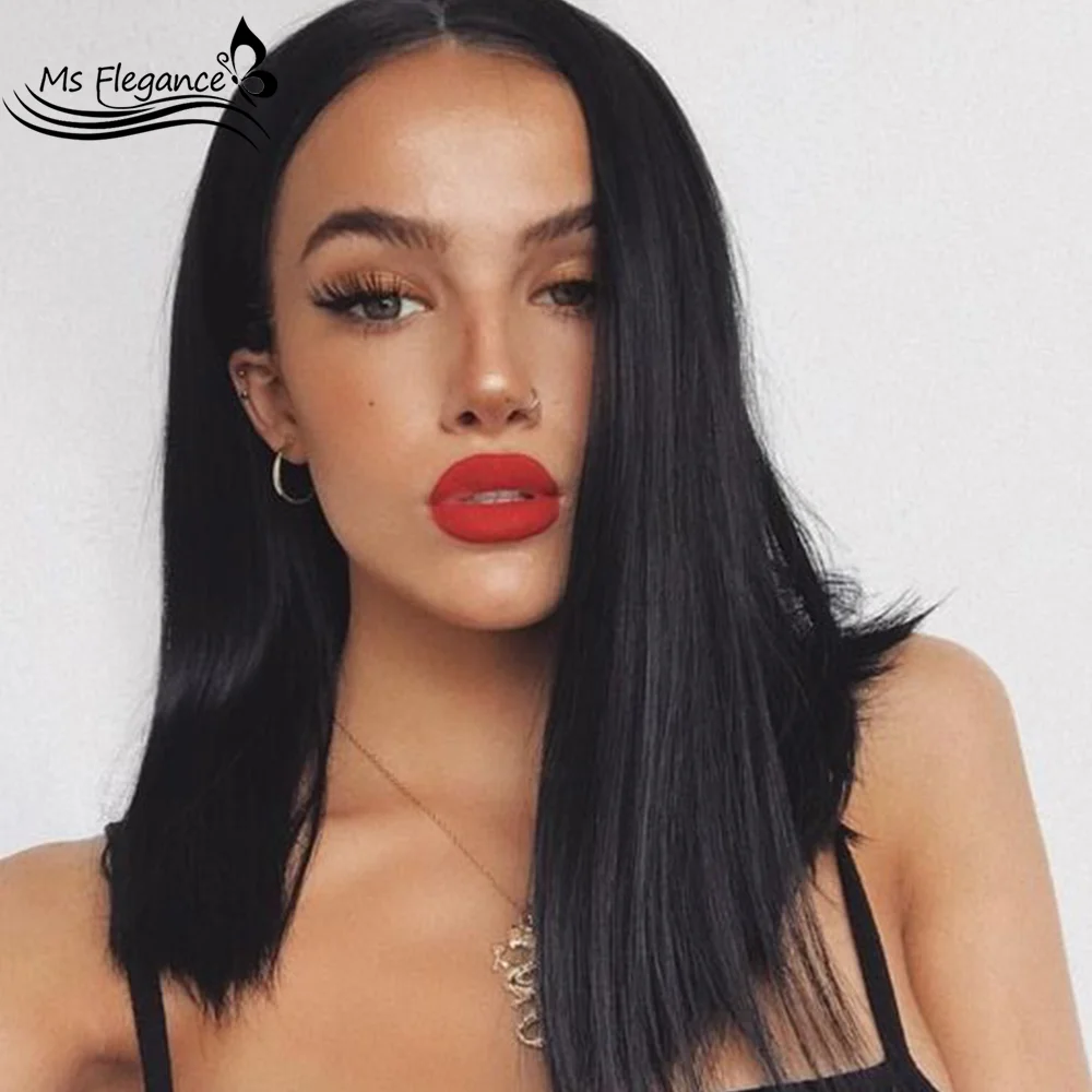 

MS FLEGANCE Black Straight Cosplay Wig Synthetic For Black Women Short bob Lolita Fake Hair Purple Daily Party Synthetic Wigs