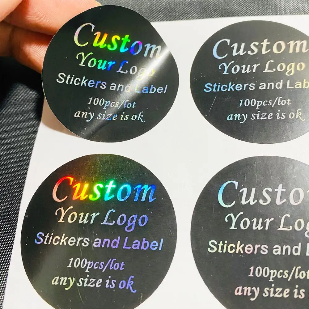 100PCS custom sticker and Customized LOGO/Wedding stickers/Design Your Own Stickers/Personalized stickers Holographic Silver