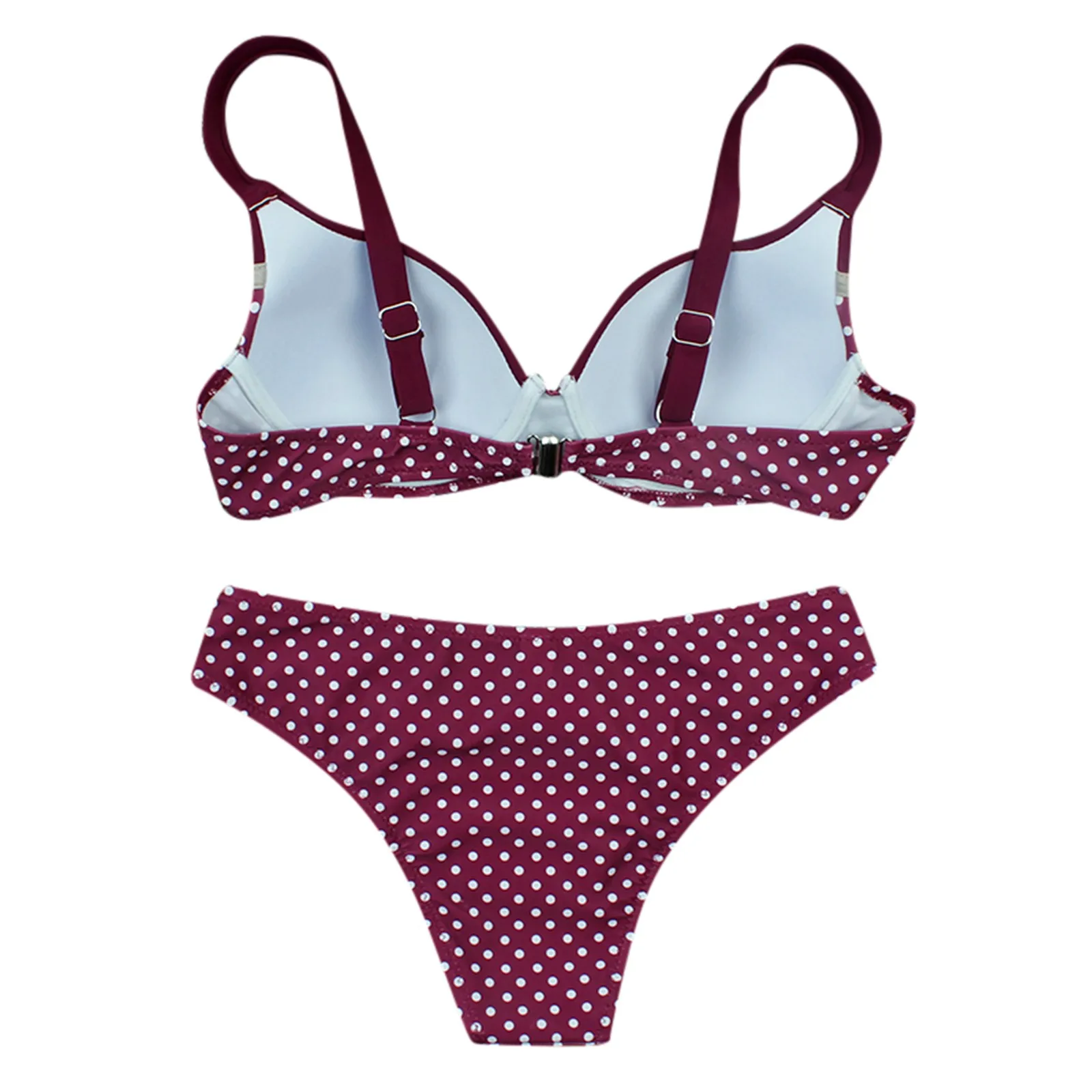 

Women Bikinis Set Sexy Dot Print Low Waist Padded Swimwear 2021 Summer Lace Up Elastic Two Peice Swimsuit Bathing Suit S-XL