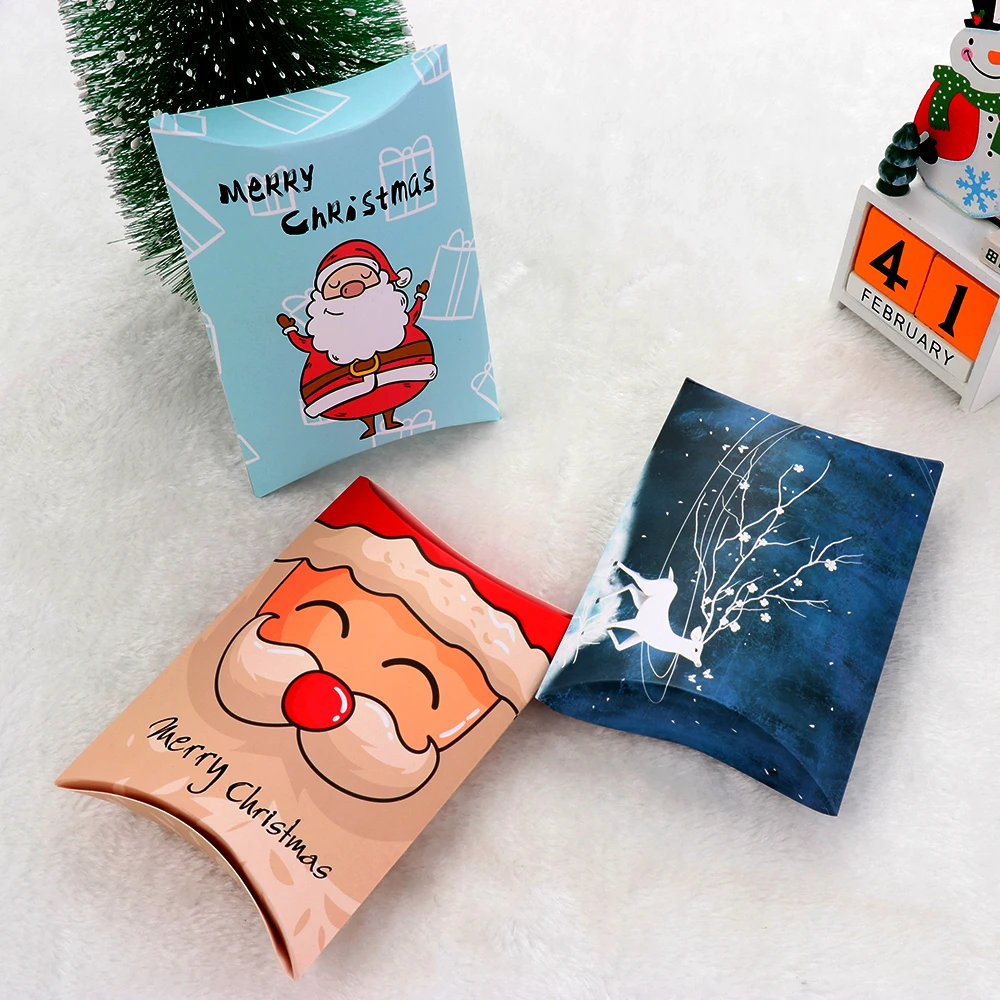 5 шт. Рождественская подарочная коробка в форме подушки деда мороза сумка для