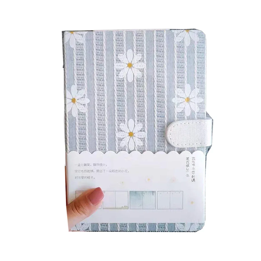 

2021 Korean Kawaii Flower Notebook Creative girl hand book ins simple style literary diary notebook Magnetic buckle Notepad