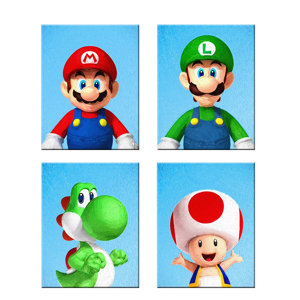 

Cartoon Game Mario Cute Character Poster Frameless Canvas Painting Mural Living Room Bedroom Home Wall Decoration Kids Gift