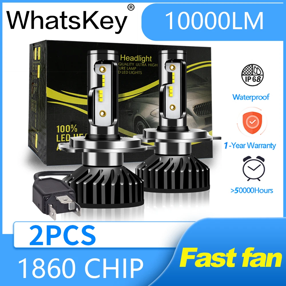 

WhatsKey H11 LED Lamp H8 H9 H7 Auto Lamp H6 H3 Car Fog Light Bulb 9005 HB3 H4 LED Headlight 10000LM 100W Lamp H4 LED Bulb 6000K