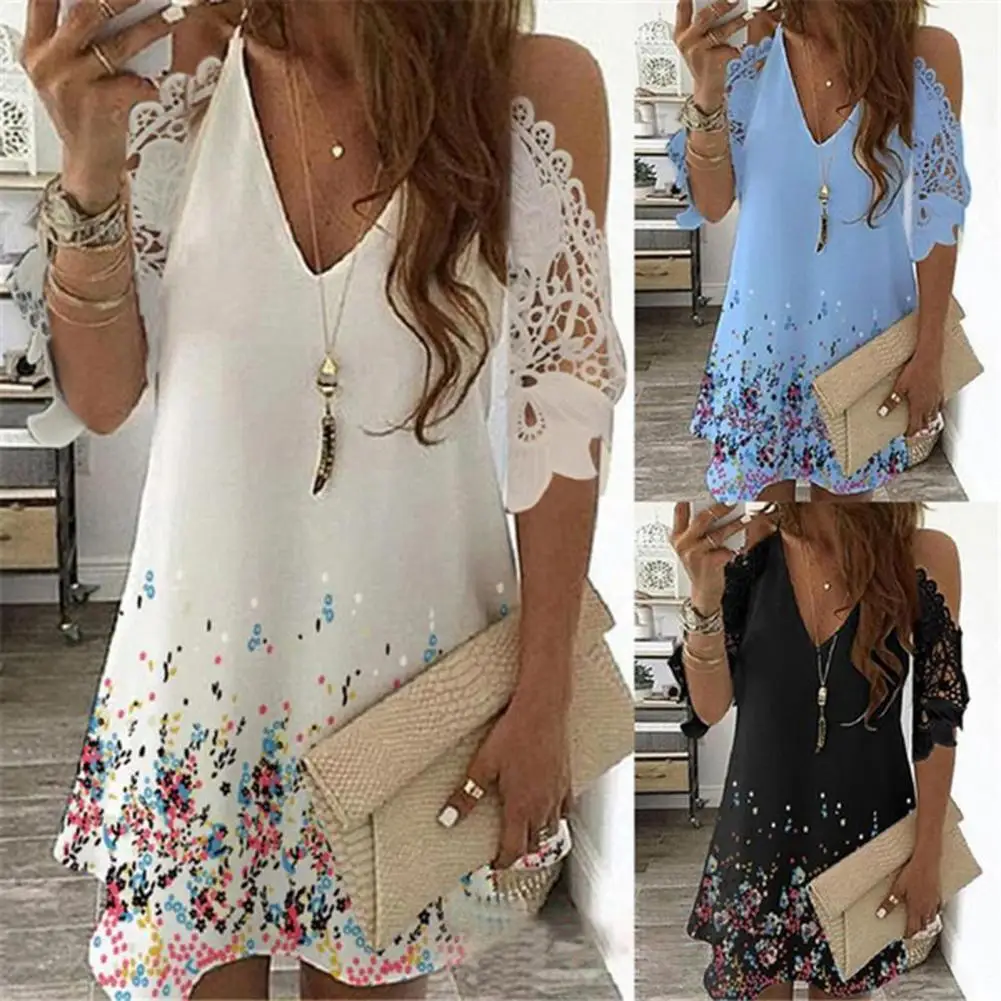 

80% Hot Sell Women Dress Floral Print Sling Sexy Off Shoulder A-line Skirt for Dating