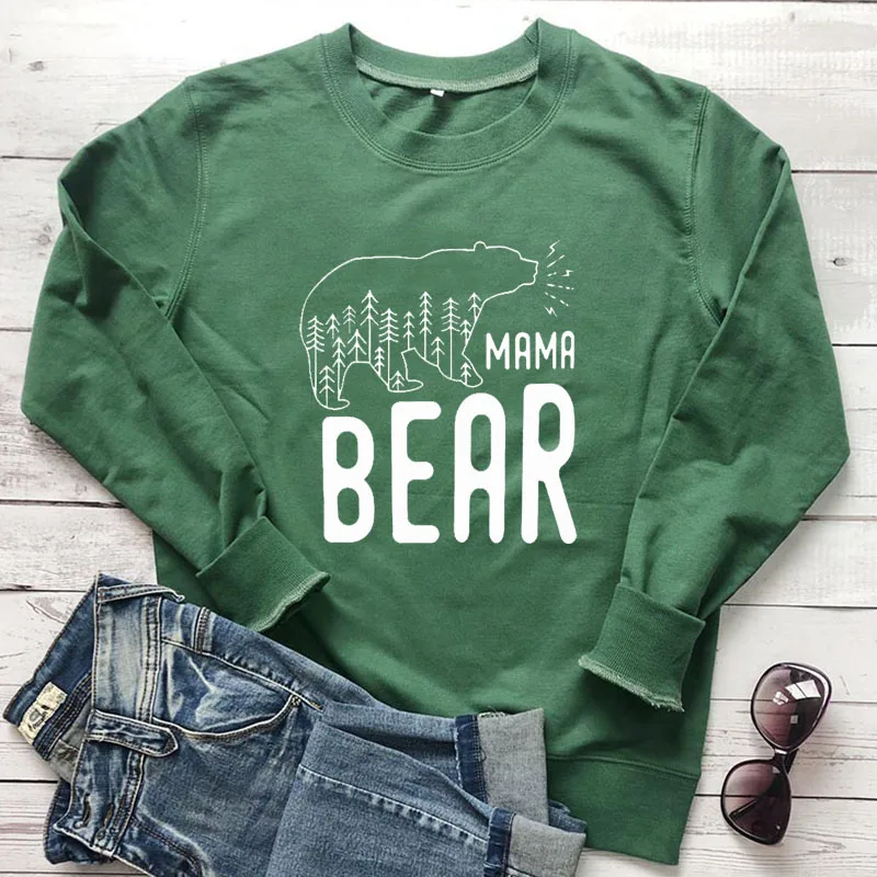 Mama Bear/Женская толстовка с принтом уличная одежда для девочек Модный Стильный