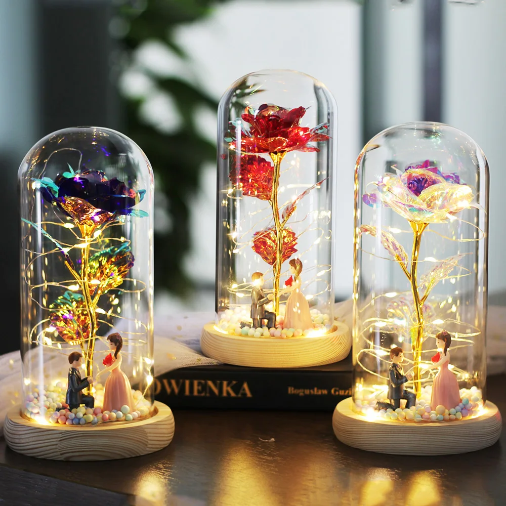 Подарок на день матери: Красавица и чудовище Роза в стеклянном куполе