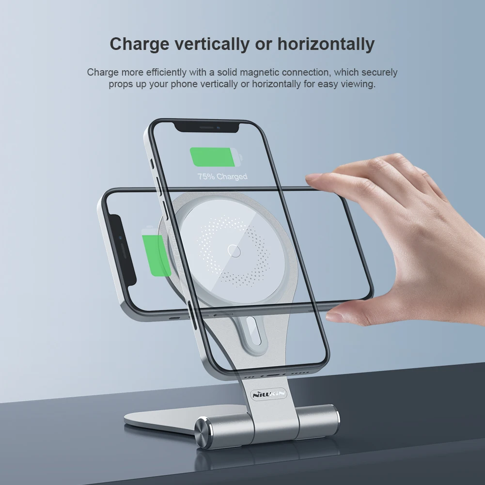 nillkin magnetic wireless charger for iphone 13 pro max 15w fast charger magstand wireless charging stand for iphone 12 pro max free global shipping