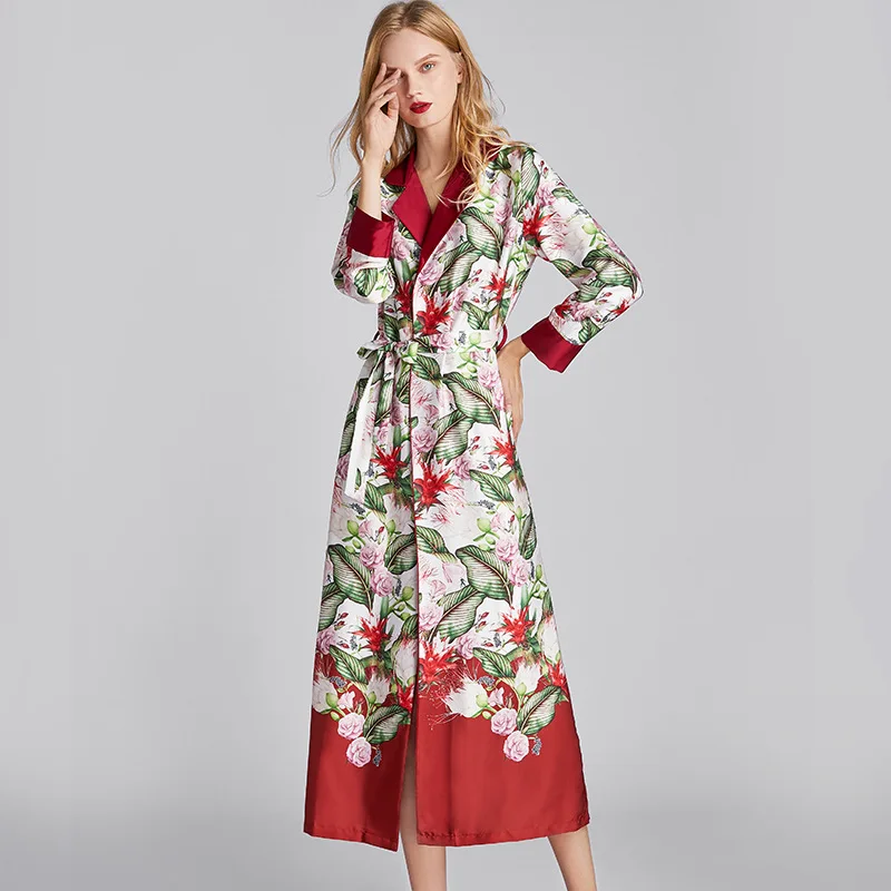 Создание 101 пижамы женские шелковые кимоно с принтом ночная рубашка тонкий