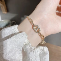 korean light luxury designer double sided pig nose bracelet personality creative zircon shell bracelet niche jewelry