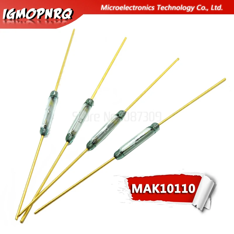 

100pcs MKA10110 1.8*10mm Magnetic Control Switch Green Glass Reed Switches Glass Normally Open NO Contact For Sensors