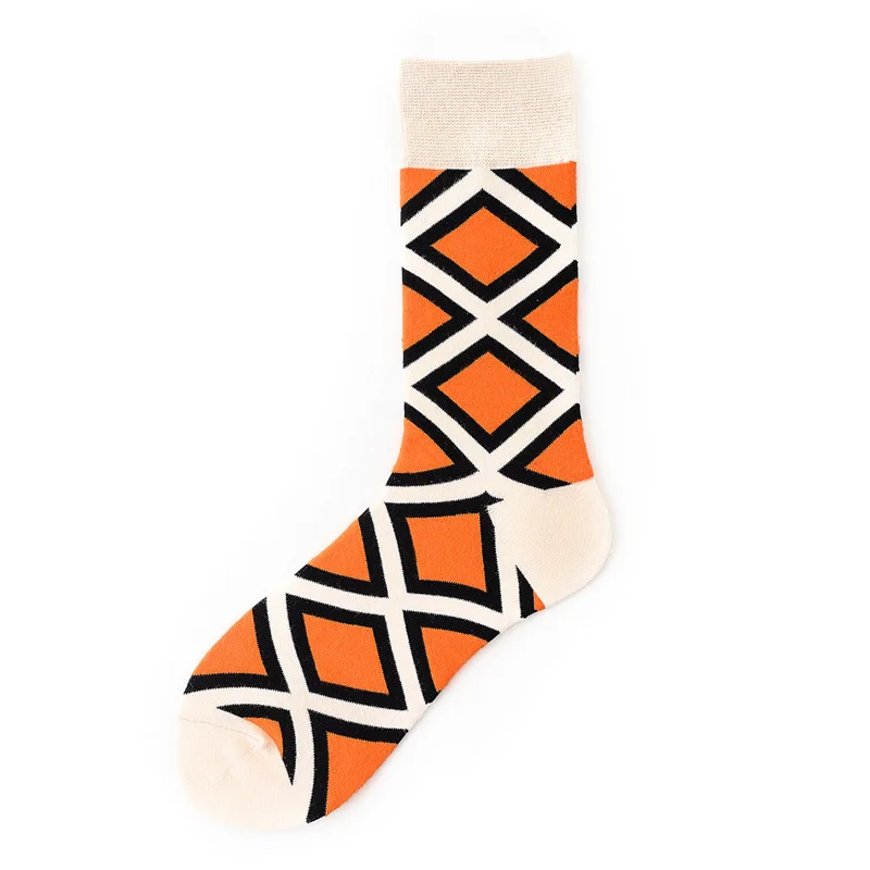 

5 Pairs Colorful Happy Socks Personality Vintage Art Geometric Crew Sox Men Women Funny Cool Creative Casual Street Trend