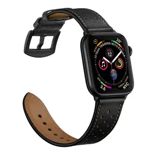 Ремешок кожаный для Apple watch band 44 мм 40 мм, первый слой для iWatch Band 42 мм 38 мм, кожаный браслет для apple watch 4 5 3 2 1