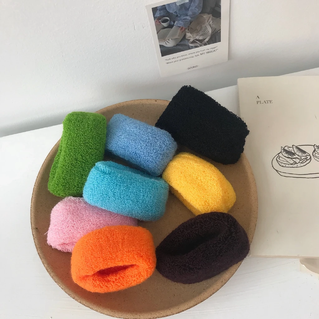 

12pcs New Women's Large Wide Soft Towel Rubber Band Children Girl High Elastic Hair Ties Hairbands Accessories Accessories