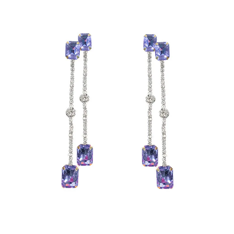 Новые Модные фиолетовые большие висячие серьги CHUCARI с кристаллами S925 роскошные