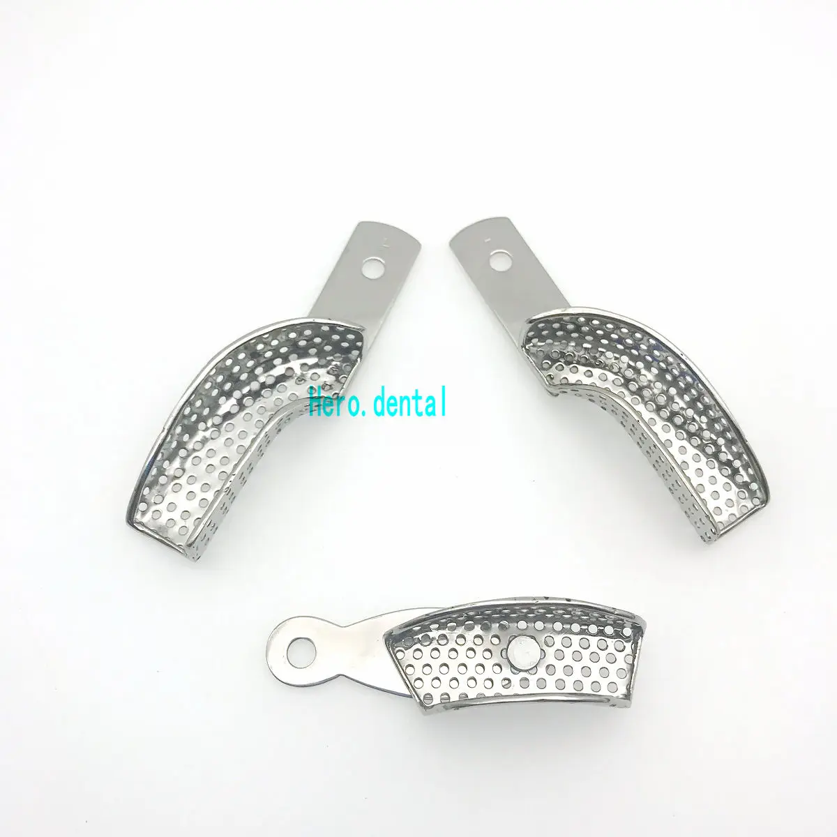 Bandejas de impresión parcial para laboratorio Dental, Juego de 3 bandejas de impresión dental de acero inoxidable