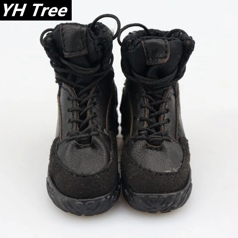 

1/6 Scale Male Soldier Black Military Combat Shoes Boots Hollow Inside Genuine Leather for 12" Action Figure Accessories Toys