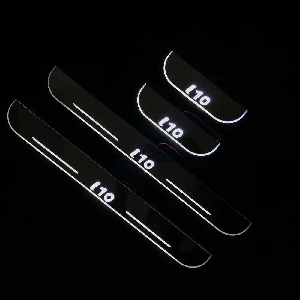 RQXR led движущиеся двери потертости для hyundai grand i10 динамический порог пластина плоская подкладка накладка потока света, 4 шт