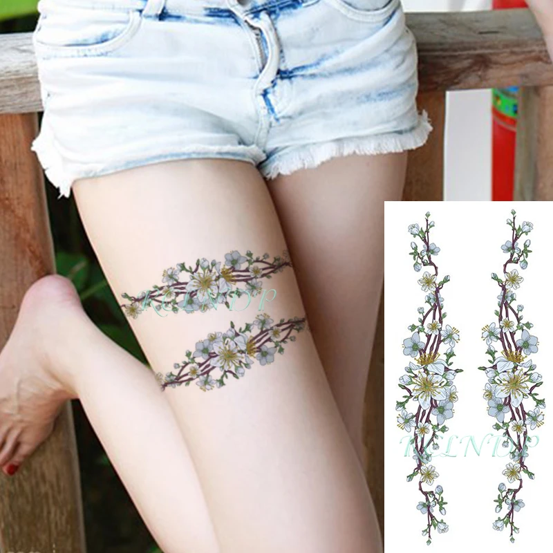 Водостойкая Временная тату-наклейка цветок маленький свежий персика