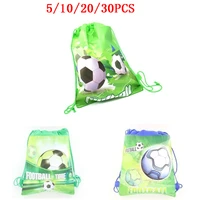 5102030pcs non woven sports green football drawstring gift bags kids boys birthday party decorations backpack storage bags