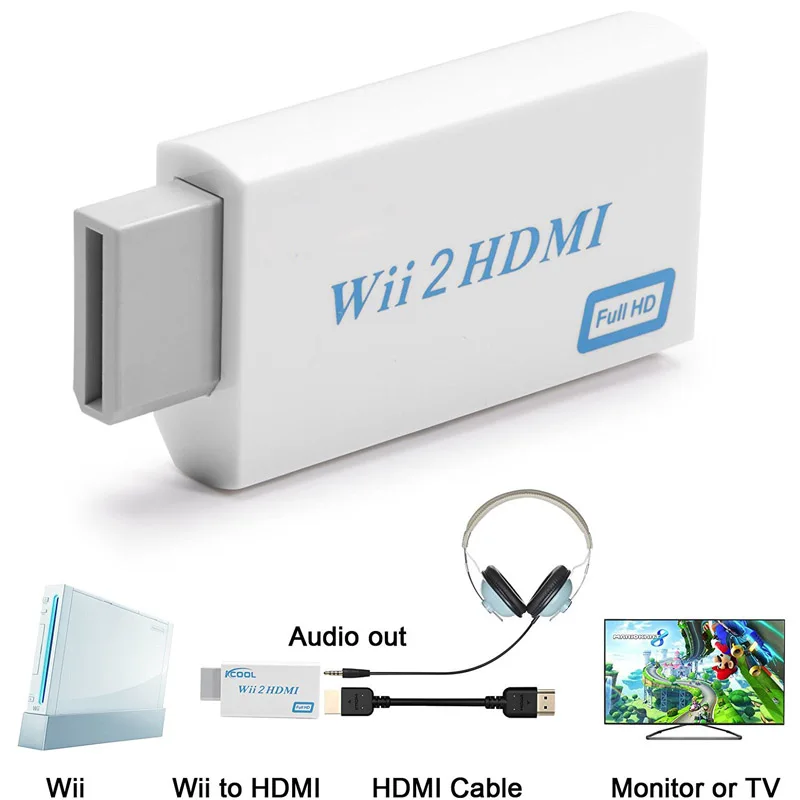 Yoteen для Wii к HDMI совместимый адаптер конвертер Выход видео аудио NTSC 480I 480P PAL 576I + 3 5