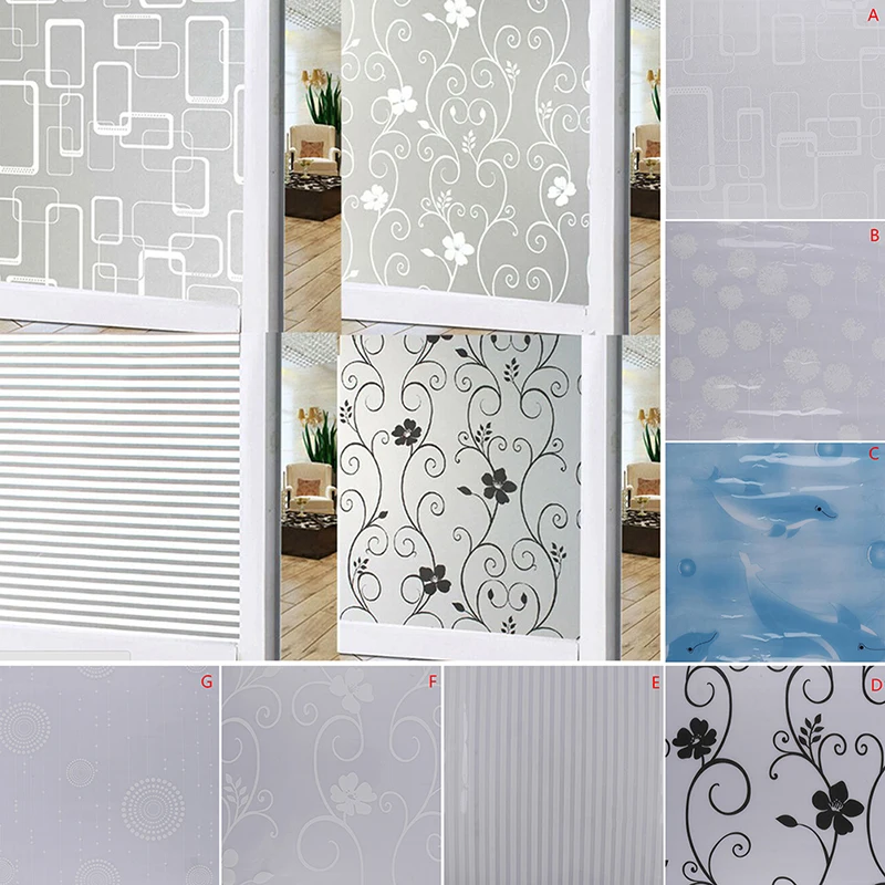 

Self Adhesive Film Waterproof PVC Frosted Glass Opaque Window Privacy Film Sticker Bedroom Bathroom Home Decor Film 100x60CM
