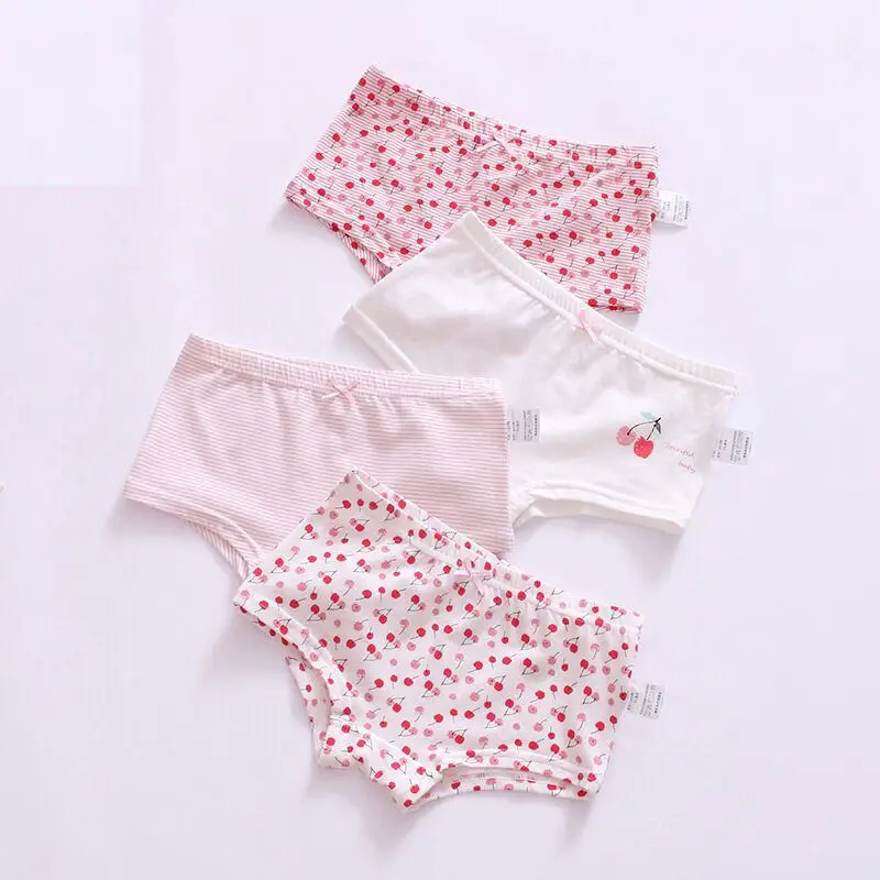 4 шт./упак. детские трусики хлопковое нижнее белье для девочек-подростков белые