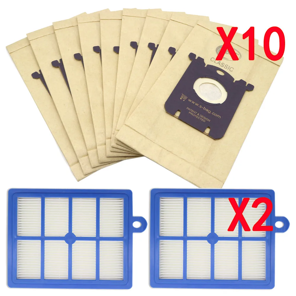 

Пылесборник для Electrolux E201B, Philips FC8021 и 2 шт. H12, фильтр НЕРА, подходит для Philips, Electrolux, 10 шт.