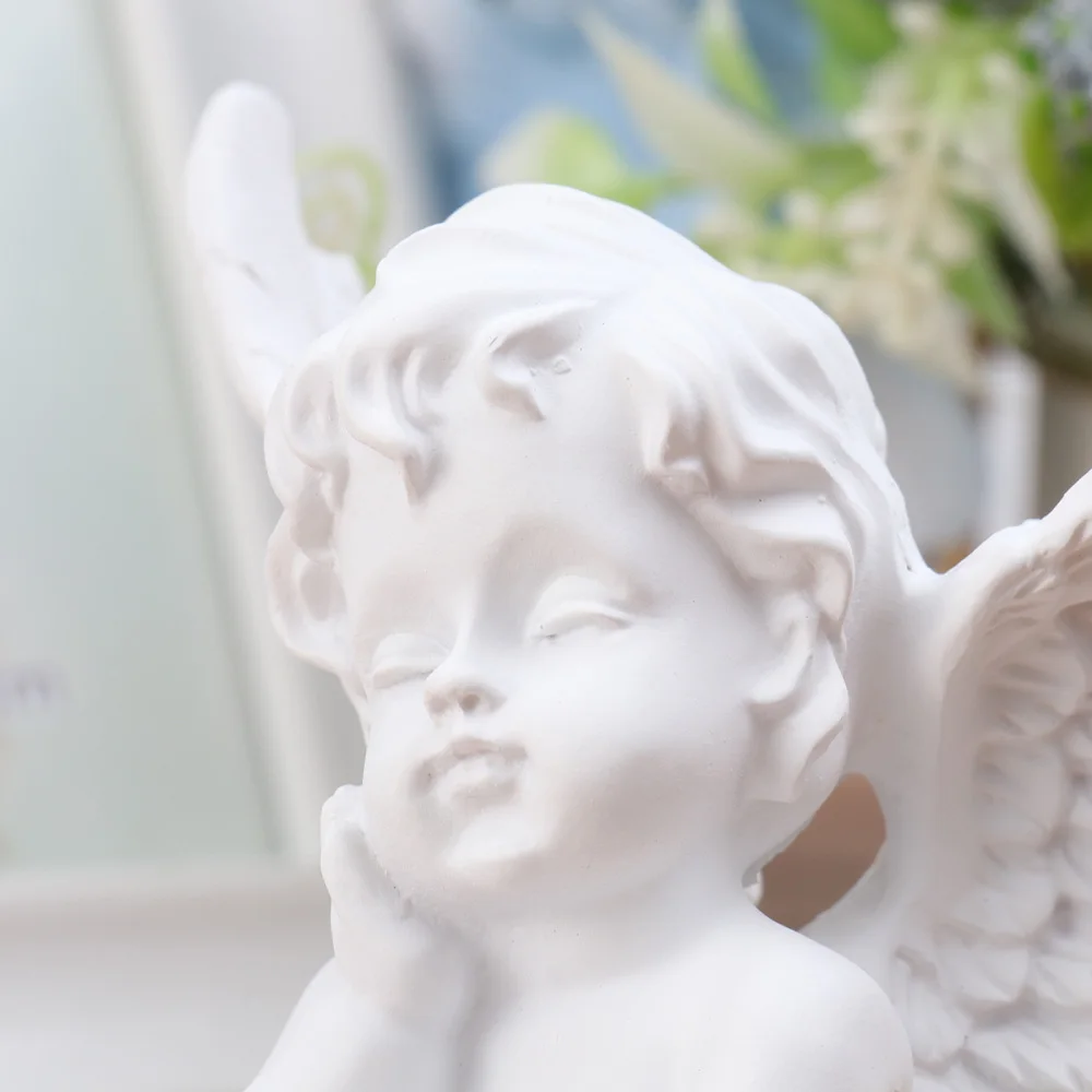 

1 Pair Adorable Angel Creative Angel Ornament Home Angel Decor Resin Craft Birthday Gift (Golden)