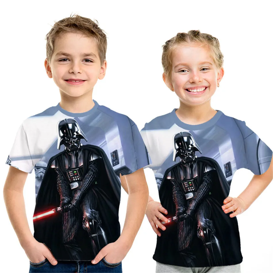Летние детские футболки Joyonly 2021 с 3D рисунком роботов R2D2 для мальчиков и девочек