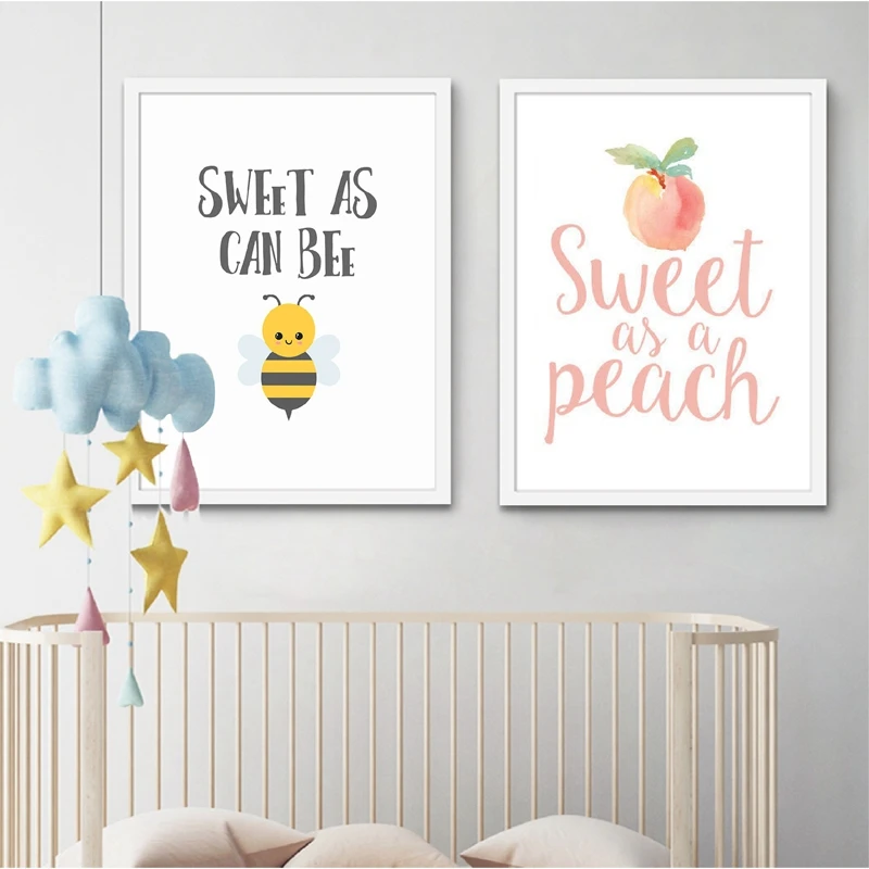 Плакаты и принты с надписью сладкий как персик пчела украшение для вечеринки в